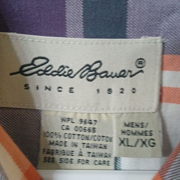 Eddie Bauer plaid button down short sleeve casual shirt Sz XL - Picture 5 of 8